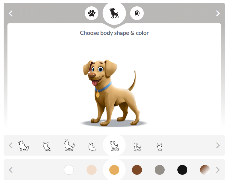 Personalization options for dogs in the personalized pet book.