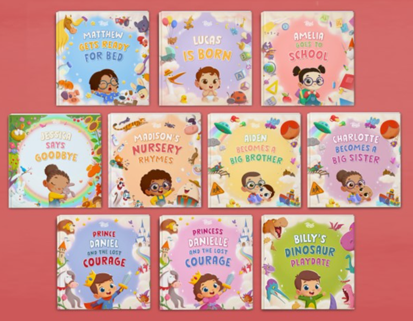 Different covers of the stories available in the Mini Heroes collection, the best gift idea for newborns and kids.