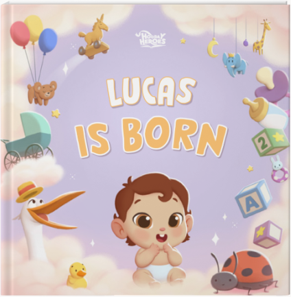 Cover of the new personalized book for newborns and first babies Georgie is born