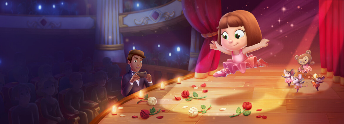 A dad watching his daughter as a ballet dancer in this personalized book for kids.