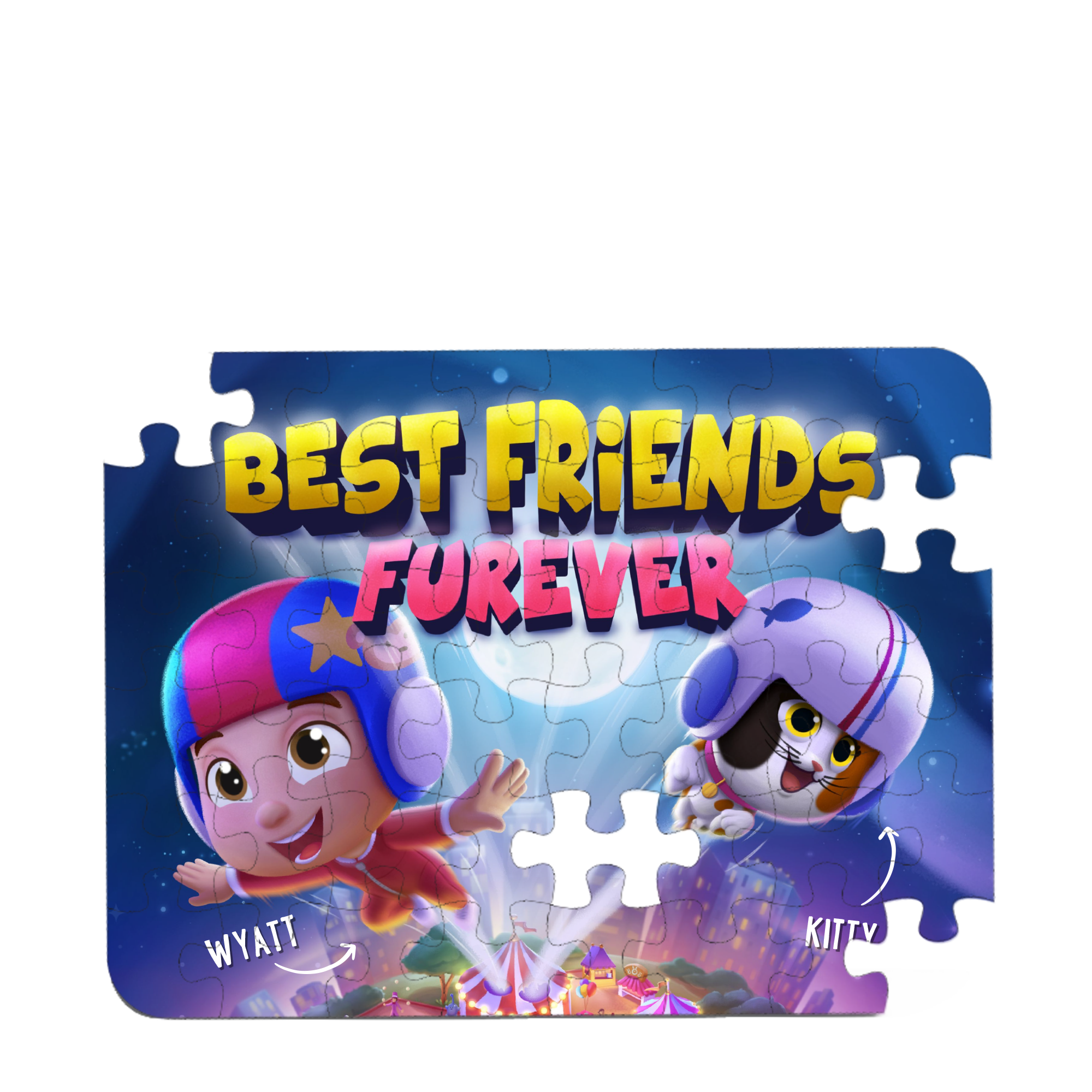 This is a personalized puzzle for a kid and an animal from Hooray Heroes.