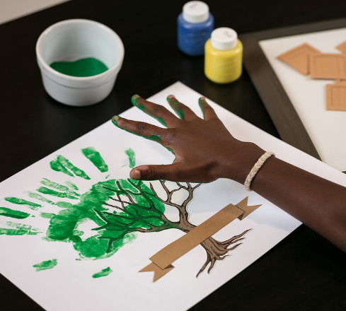 Making a family tree together is a great way to introduce a new baby to their older sibling.