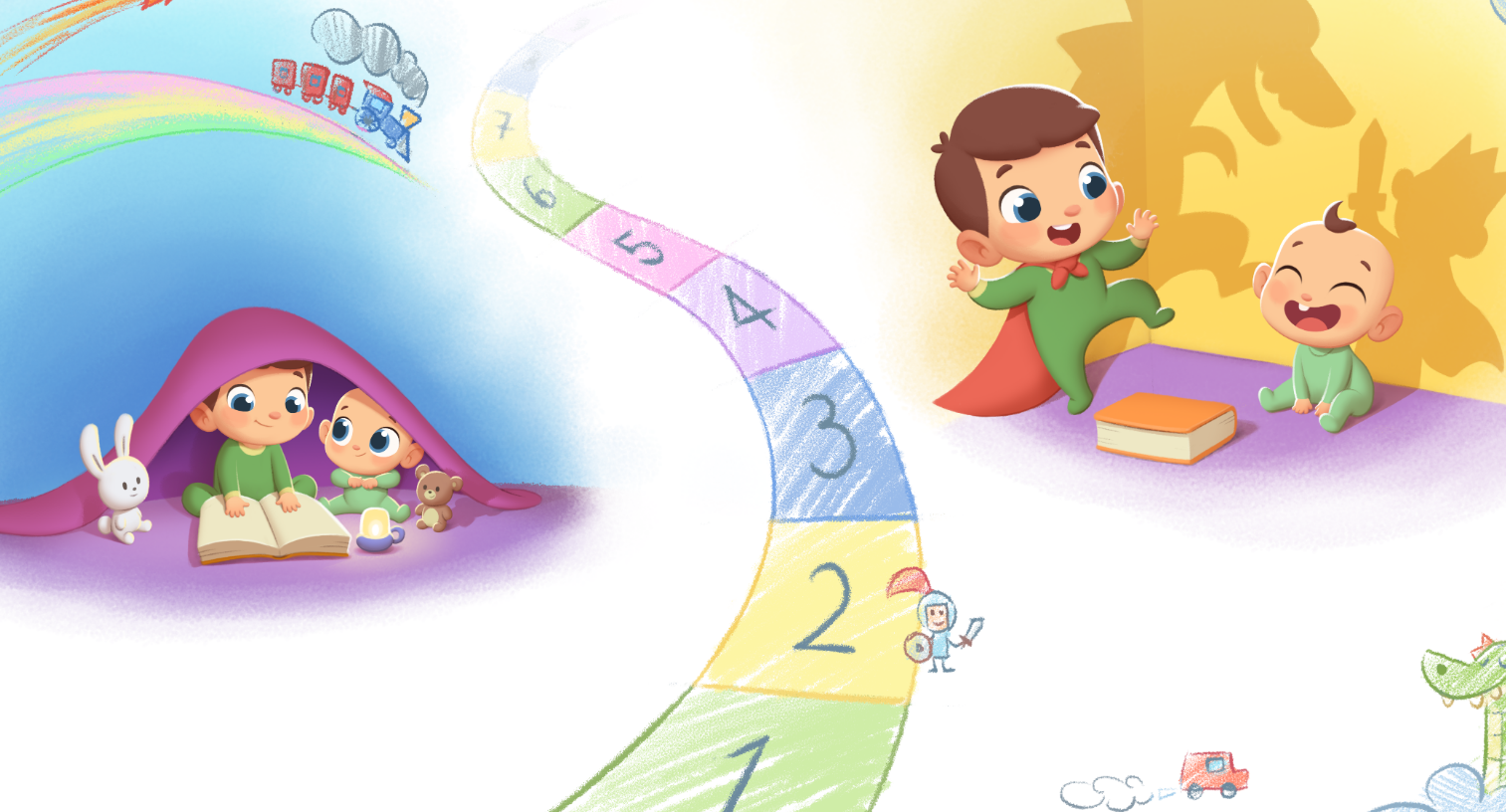 Some of the fun new big brothers or sisters will have with the new baby, from a custom book.